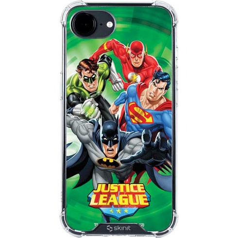 Justice League Team Power Up Green iPhone 16e Clear Case